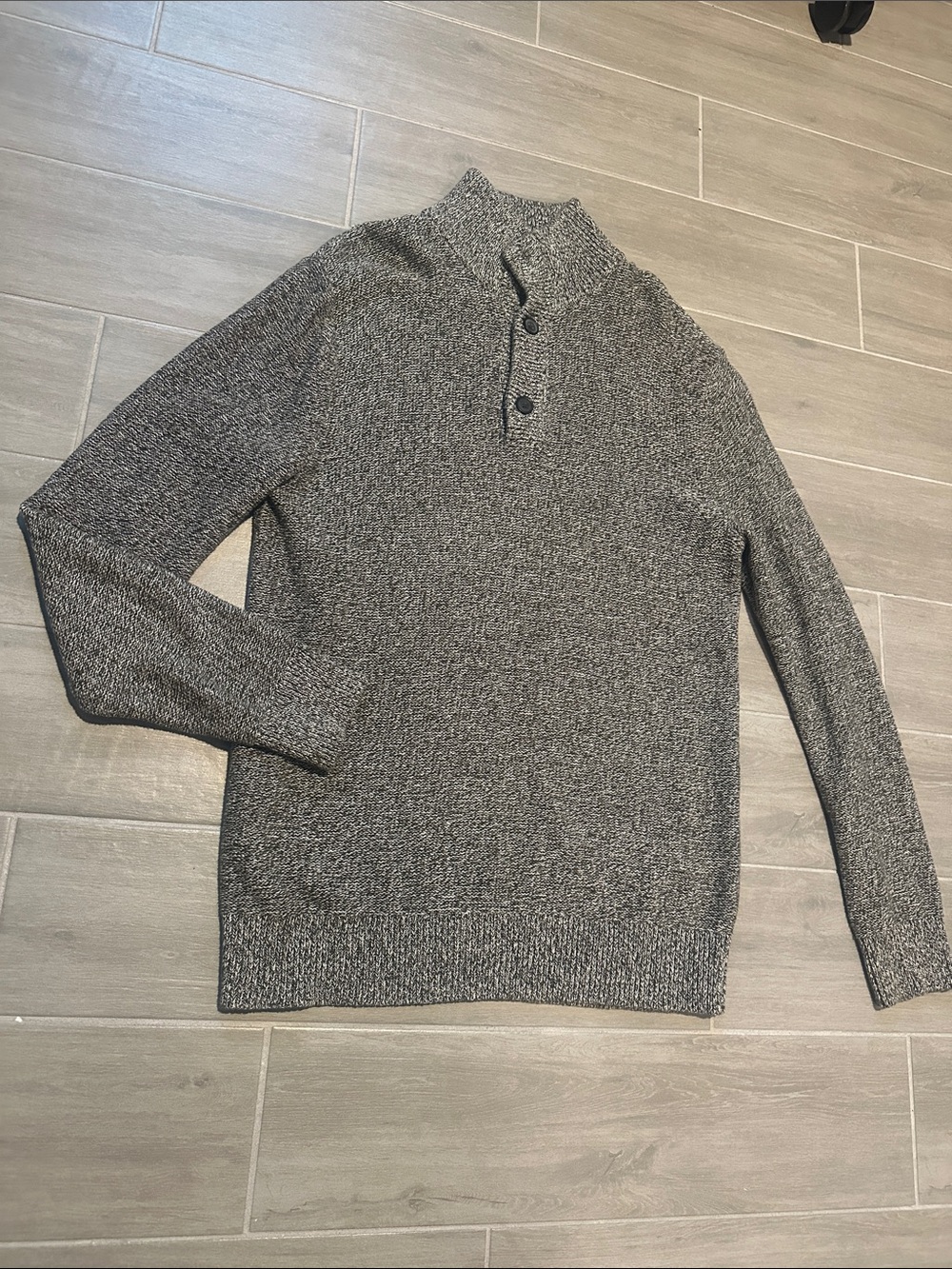 Banana Republic Men's Charcoal Zip-Button Knit Sweater